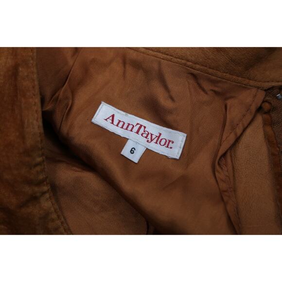 Ann Taylor Vintage Camel Beige Suede Pleated Skirt Leather 90s Classic Size 6 - Picture 5 of 11